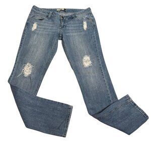 Vintage Anchor Blue Low Rise Distressed Jeans Size 9 Ankle Straight Leg Denim